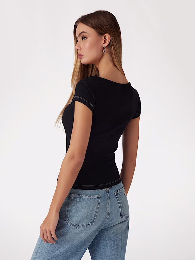 Rib knit logo top - GUESS