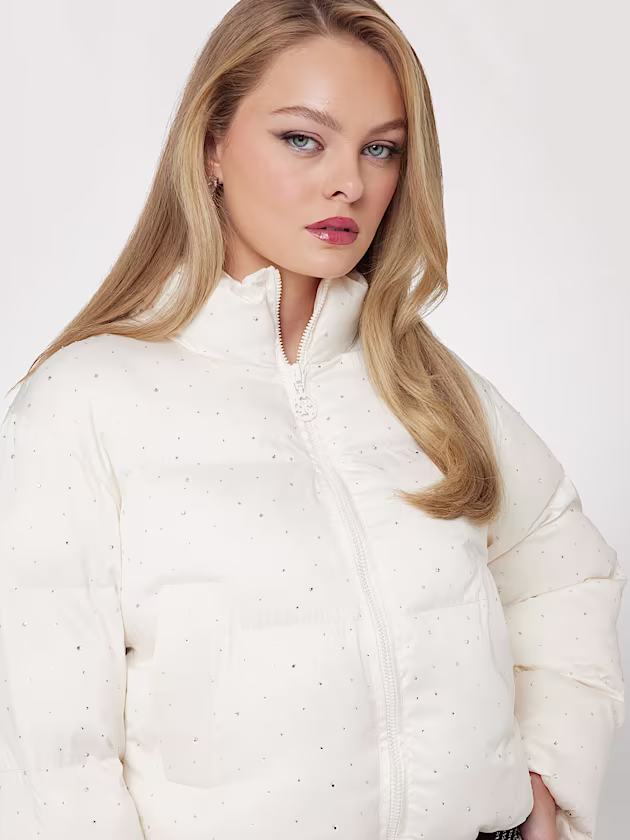 Rhinestone puffer jacket - GUESS