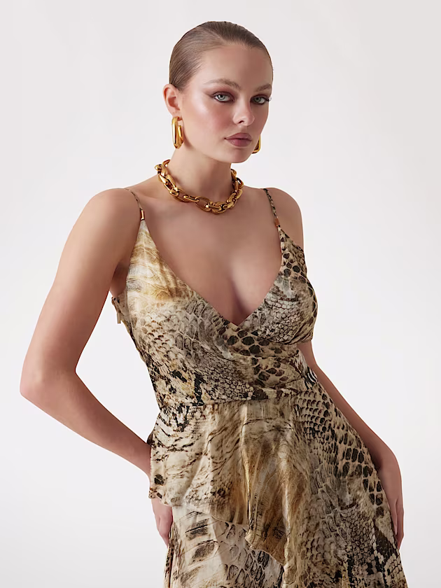 Animalier asymmetric dress Marciano - GUESS