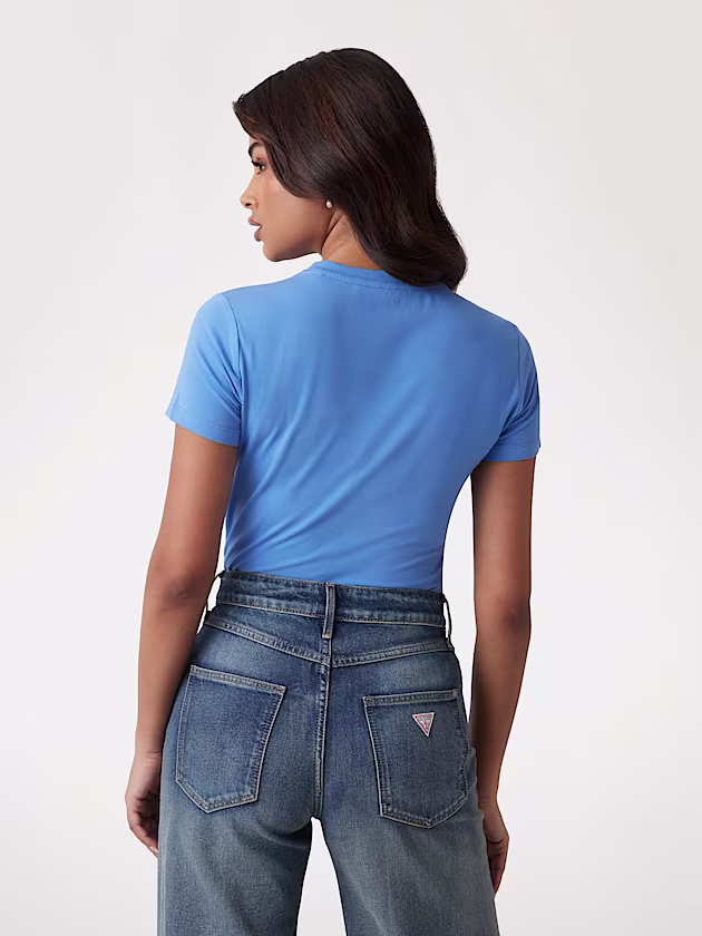 Rhinestones triangle logo T-shirt - GUESS