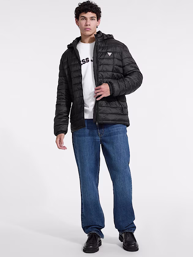 Nylon Hooded Puffer Jacket - GUESS