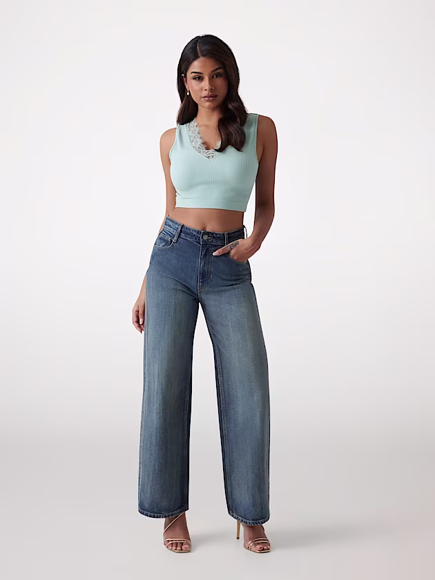 Lacy seamless cropped sweater - GUESS