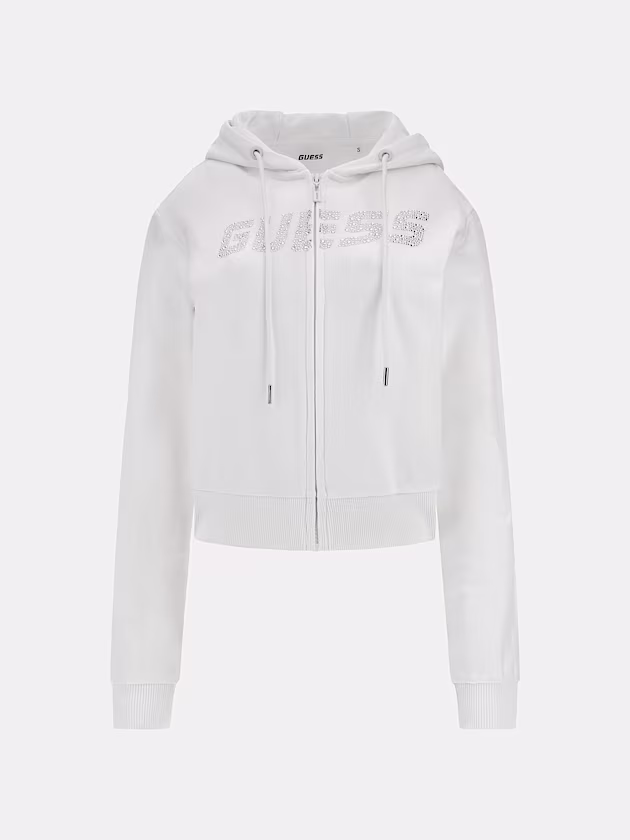 Logo rhinestones hoodie sweatshirt - GUESS