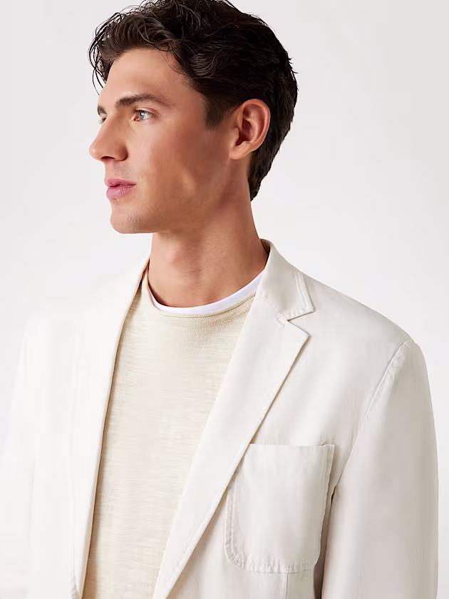 Linen-blend single-breasted blazer - GUESS