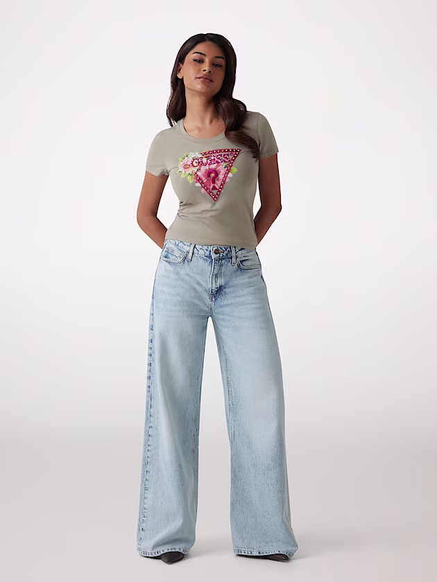 Floral triangle logo T-shirt - GUESS