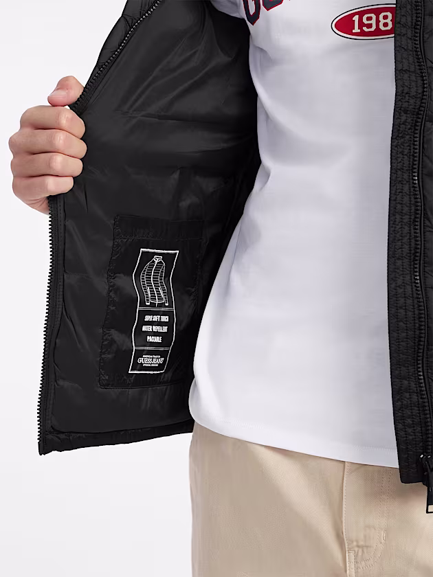 Nylon Hooded Puffer Jacket - GUESS