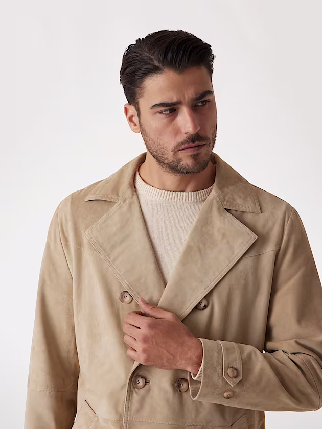 Marciano faux-suede trench coat - GUESS