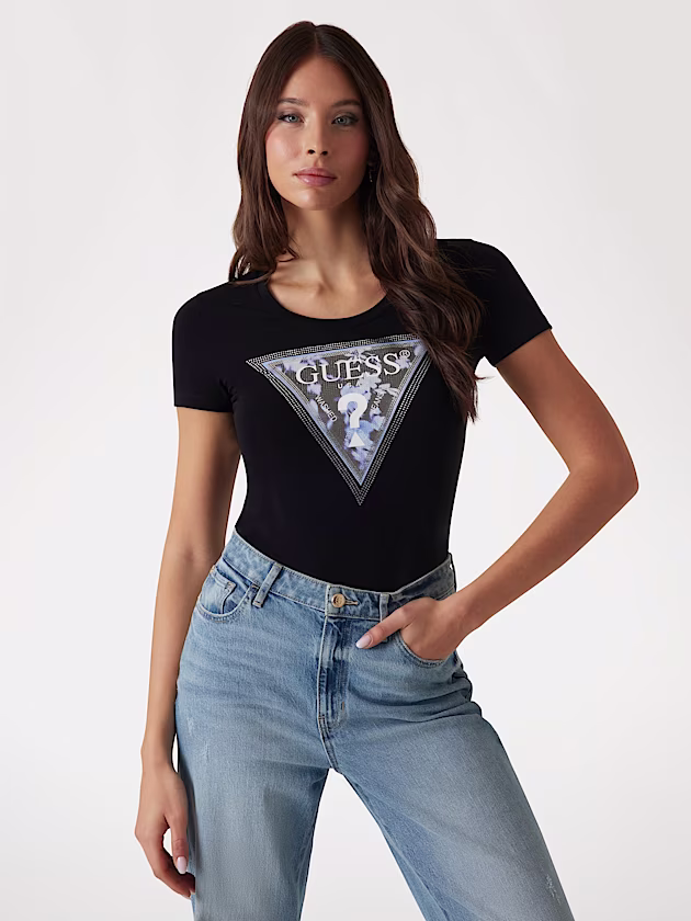 Floral triangle logo T-shirt - GUESS