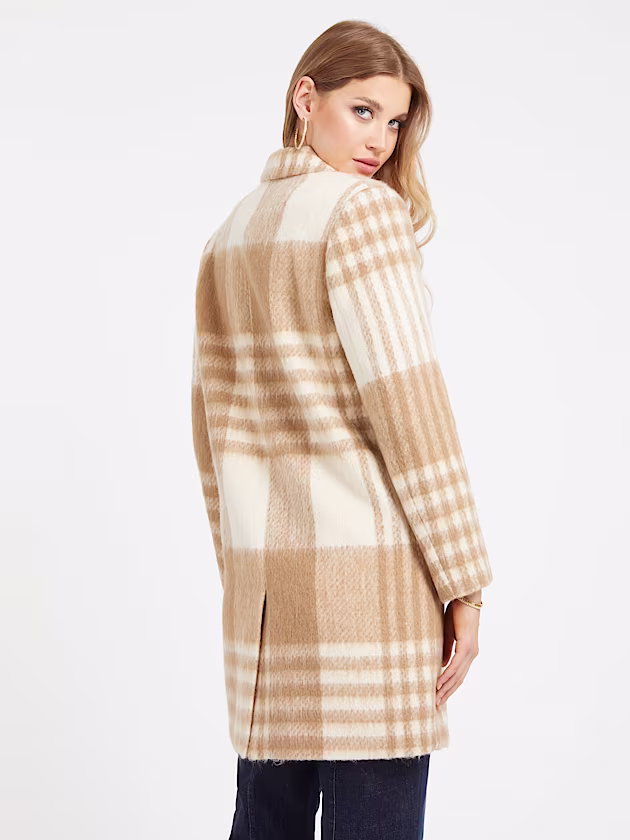 Wool blend check coat - GUESS