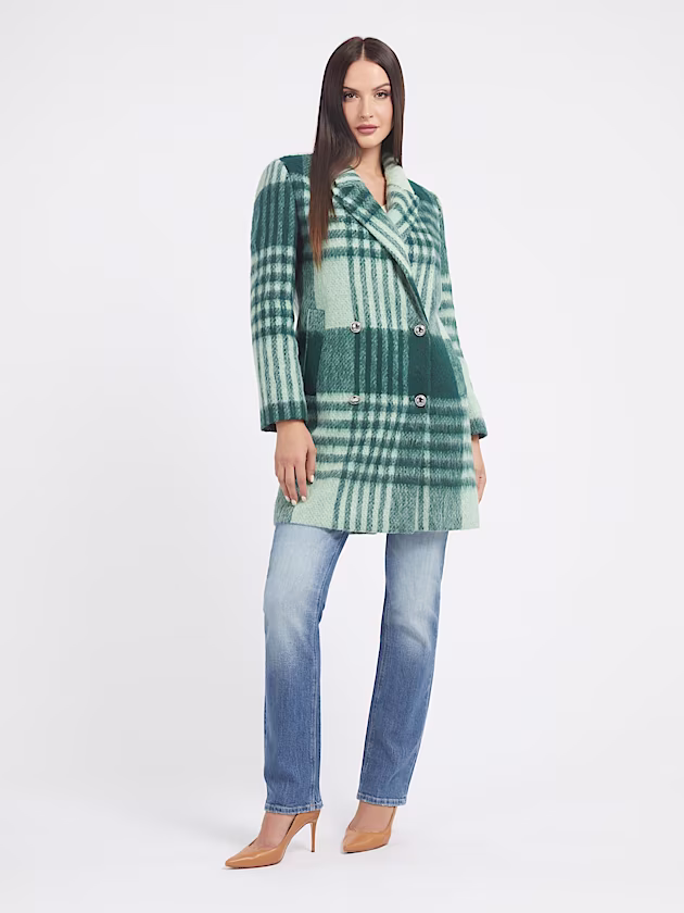 Wool blend check coat - GUESS