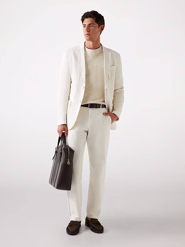 Linen-blend single-breasted blazer - GUESS