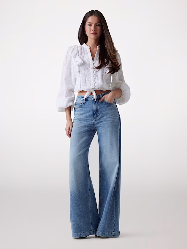 Embroidered tie-front blouse - GUESS