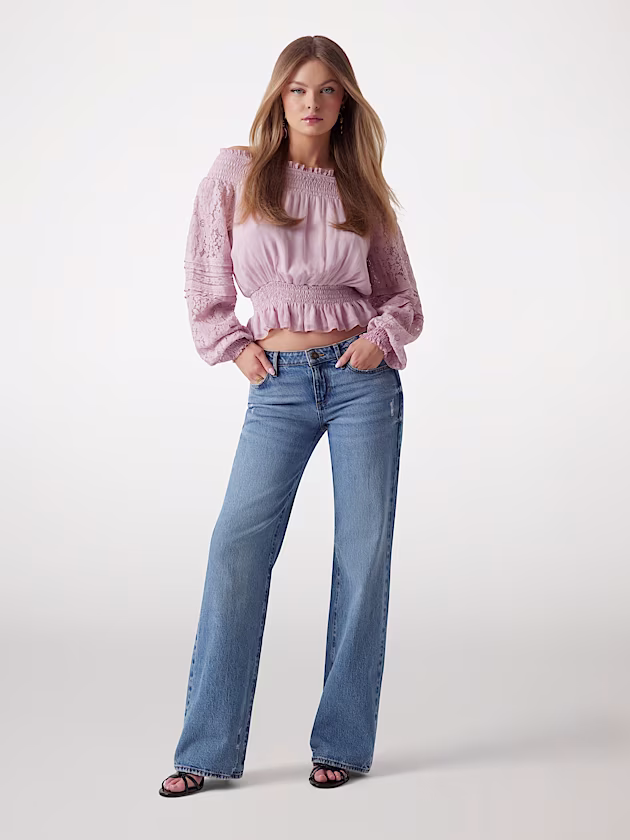 Silk-blend off-shoulder top - GUESS