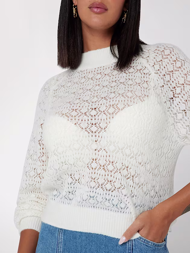Openwork wool blend sweater - GUESS