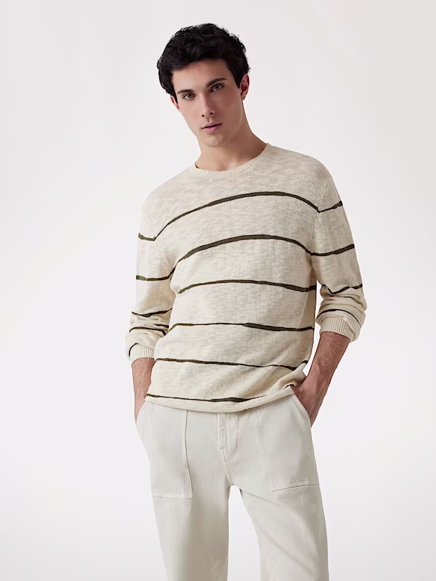 Linen-blend striped sweater - GUESS