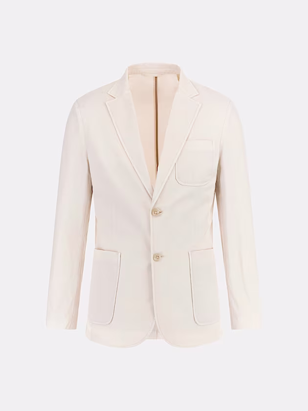 Linen-blend single-breasted blazer - GUESS
