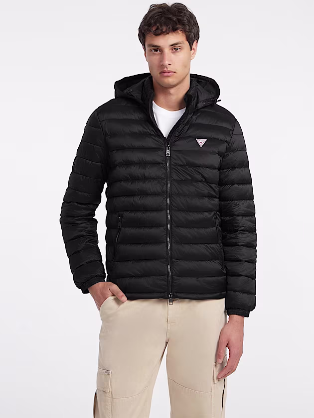 Nylon Hooded Puffer Jacket - GUESS