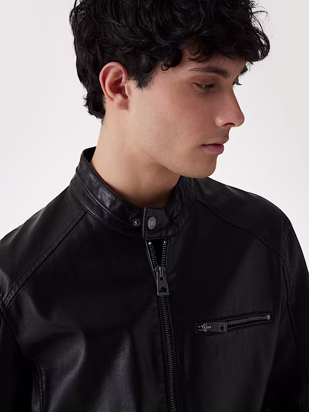 Faux-leather biker jacket - GUESS