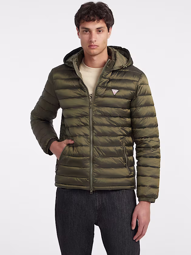 Nylon Hooded Puffer Jacket - GUESS
