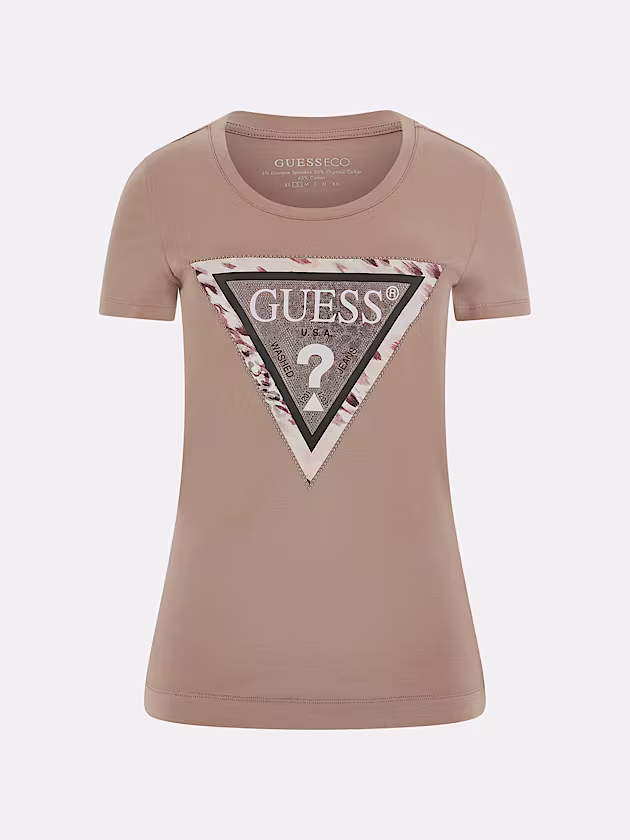 Animalier triangle logo T-shirt - GUESS