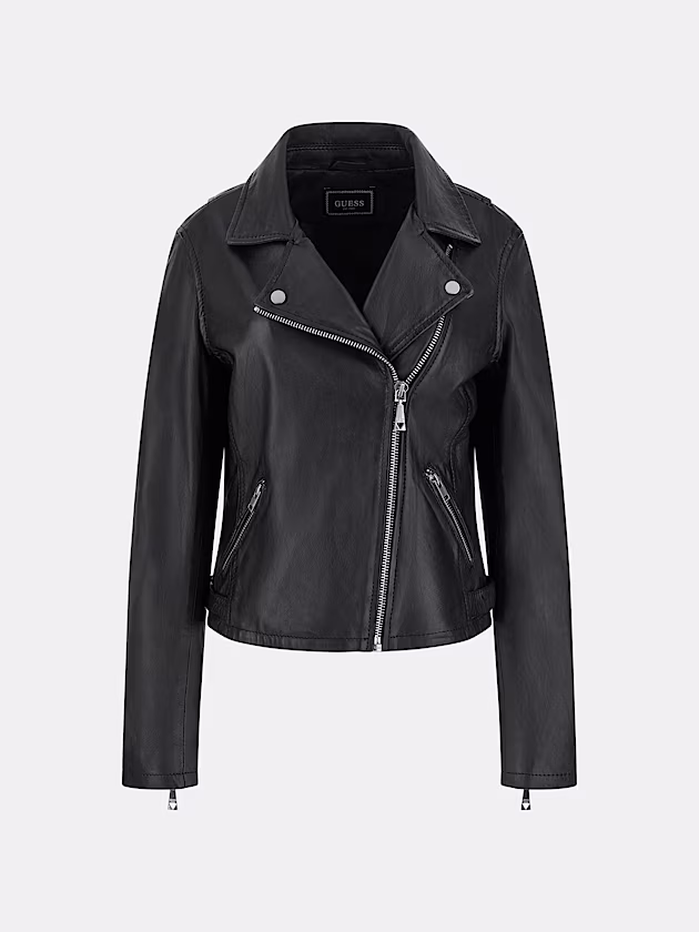 Genuine leather biker jacket - GUESS