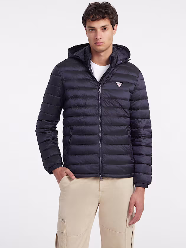 Nylon Hooded Puffer Jacket - GUESS
