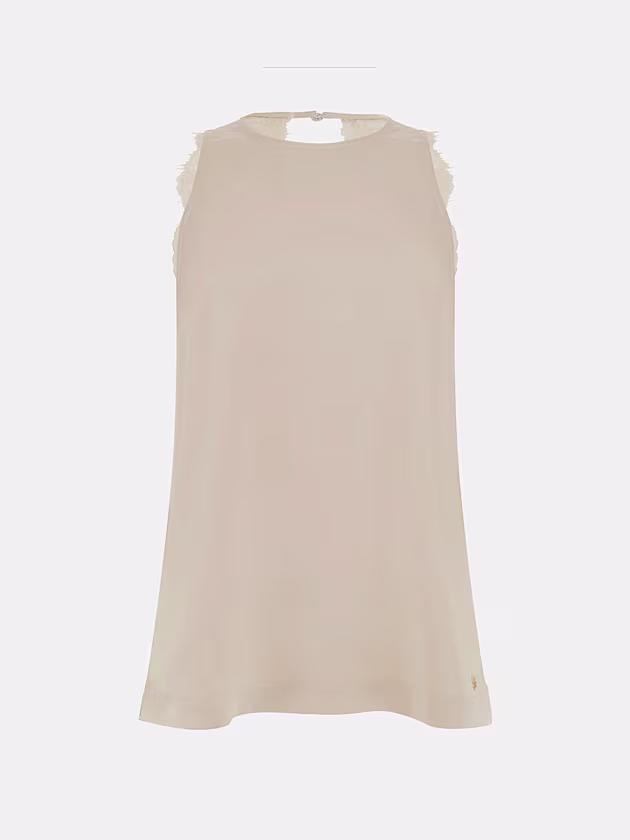 Sleeveless A-line satin top - GUESS