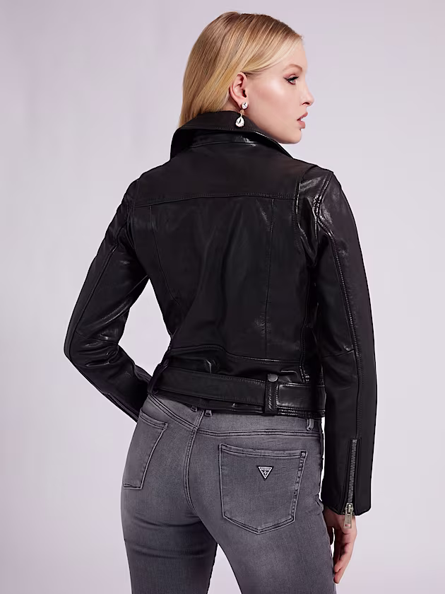 Real leather biker jacket - GUESS