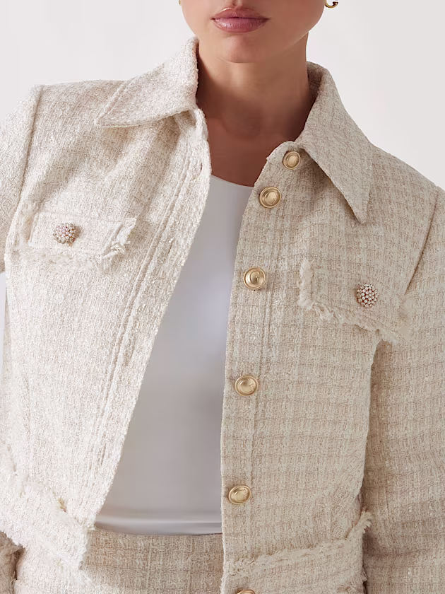 Cropped tweed jacket - GUESS