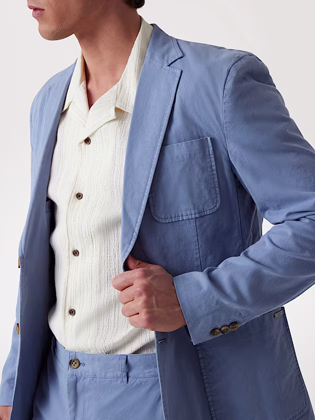 Linen-blend single-breasted blazer - GUESS