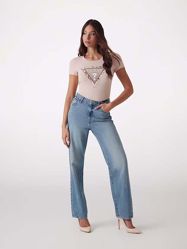 Animalier triangle logo T-shirt - GUESS