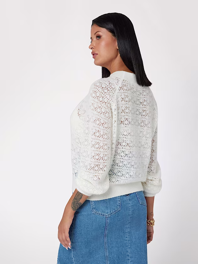 Openwork wool blend sweater - GUESS
