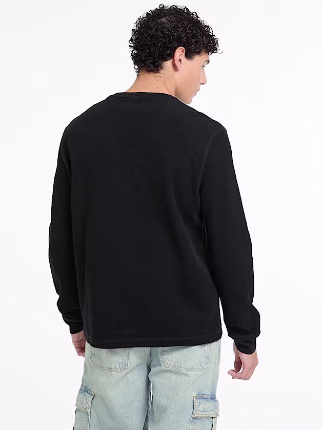 Waffle-Knit Mini Triangle Long-Sleeve Tee - GUESS