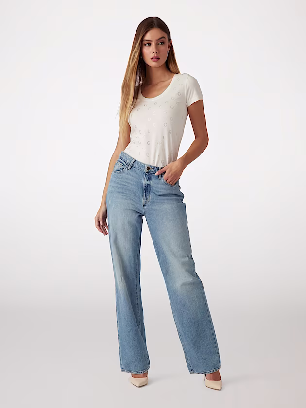 Rhinestones G logo t-shirt - GUESS