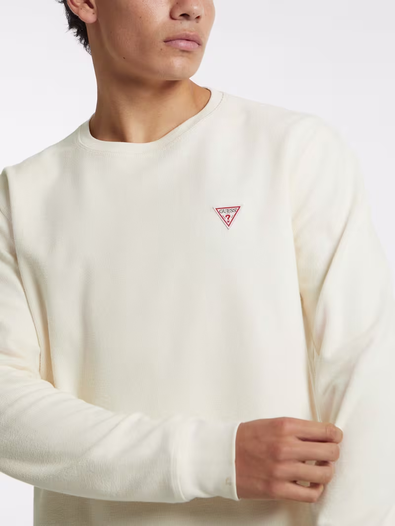 Waffle-Knit Mini Triangle Long-Sleeve Tee - GUESS