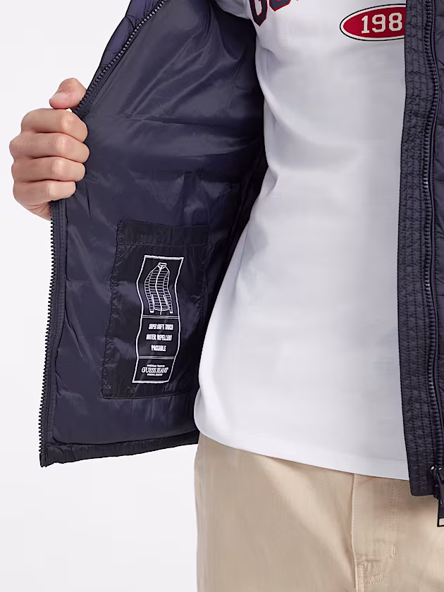 Nylon Hooded Puffer Jacket - GUESS