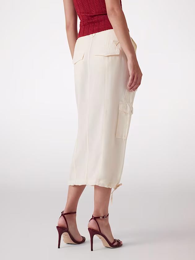 Long linen-blend cargo skirt - GUESS