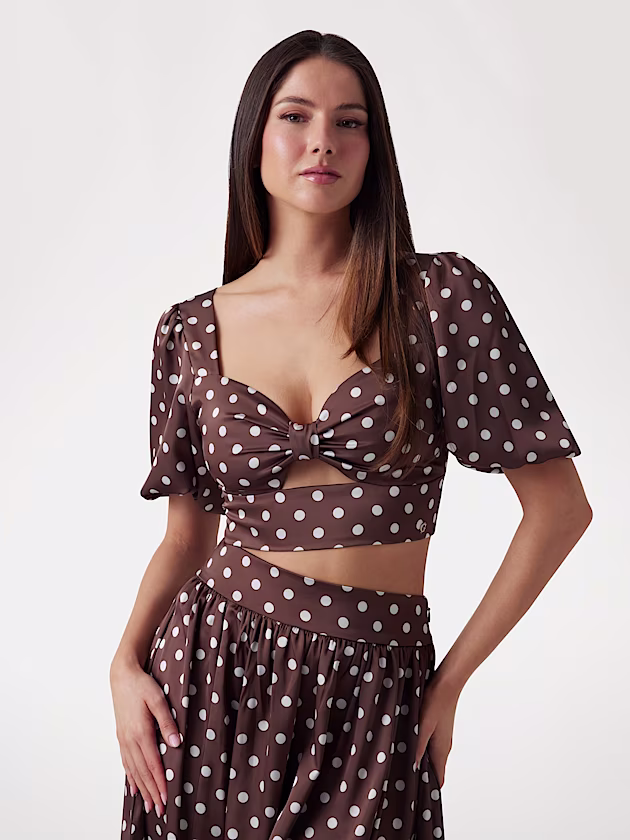 Polka dot top with bow - GUESS