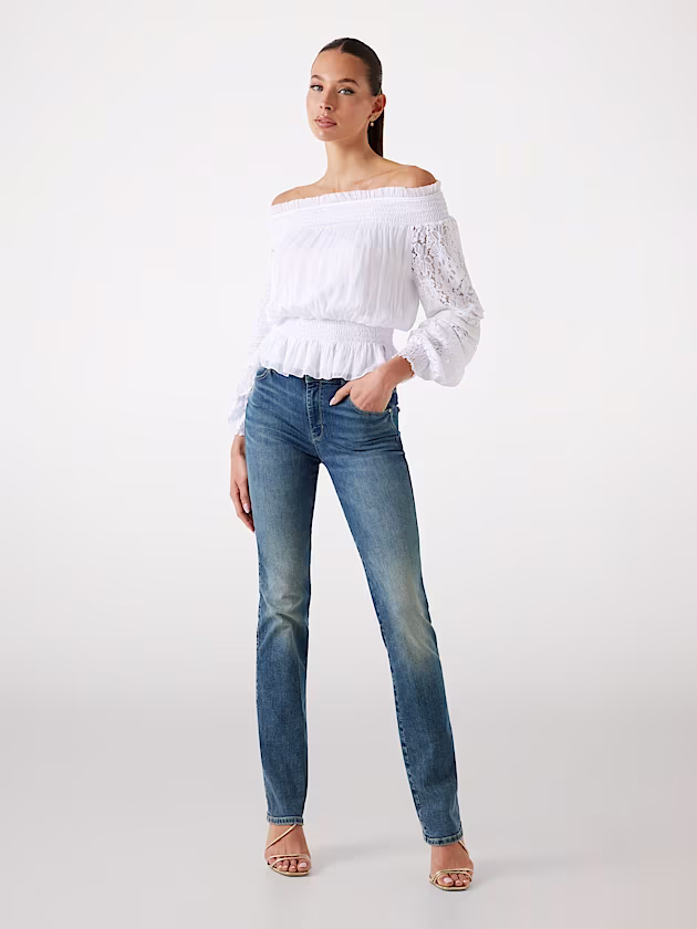Silk-blend off-shoulder top - GUESS