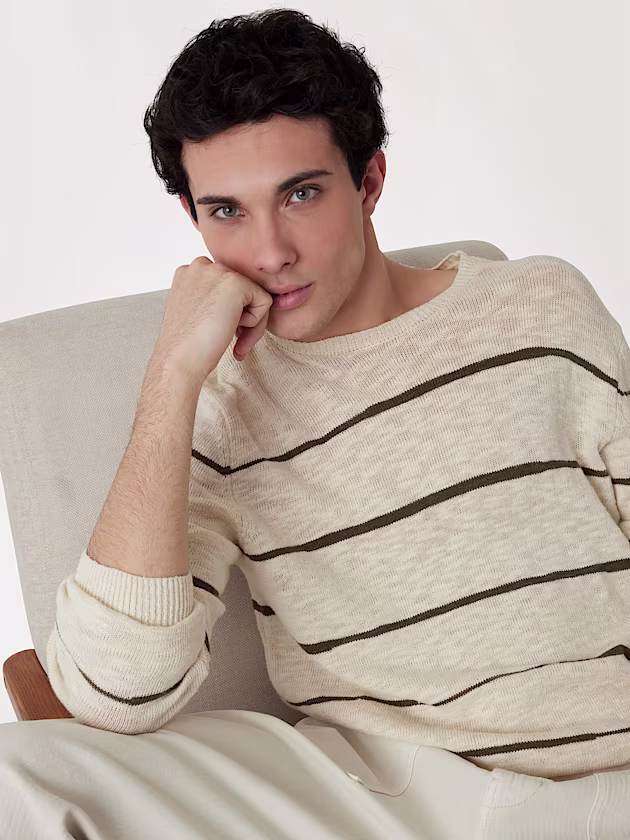 Linen-blend striped sweater - GUESS