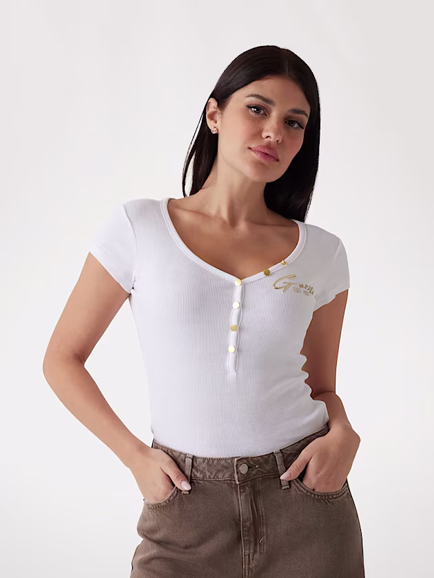 Rib knit logo top - GUESS