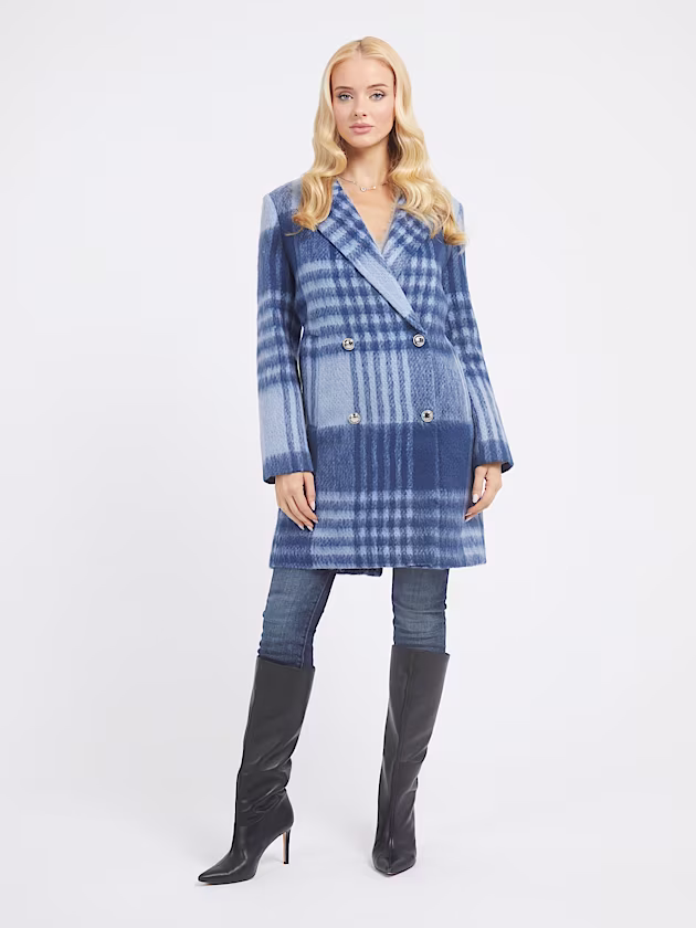Wool blend check coat - GUESS