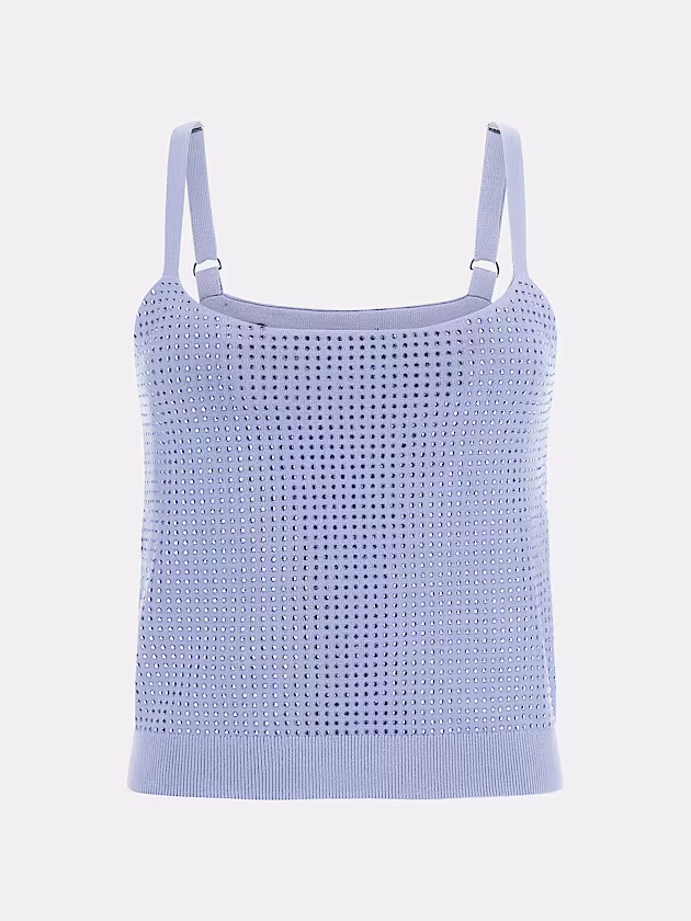 Rhinestones cropped tank top - GUESS