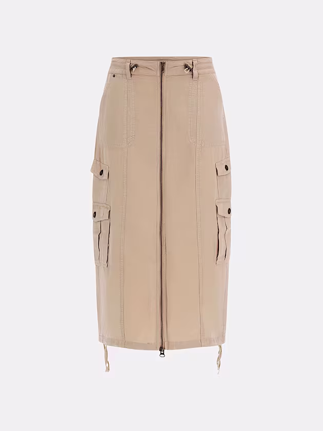 Long linen-blend cargo skirt - GUESS