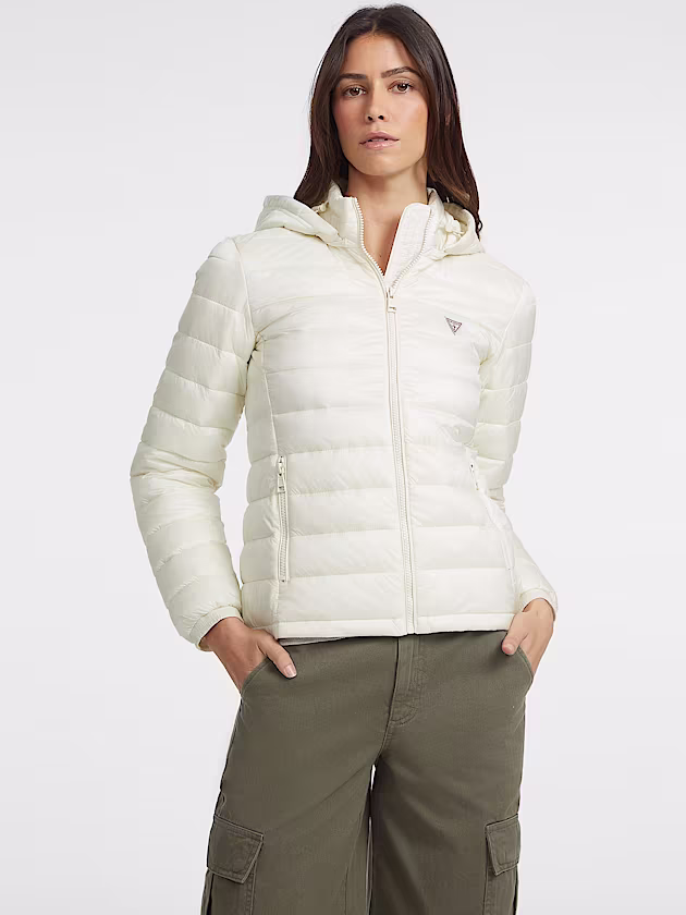 Nylon Hooded Puffer Jacket - GUESS