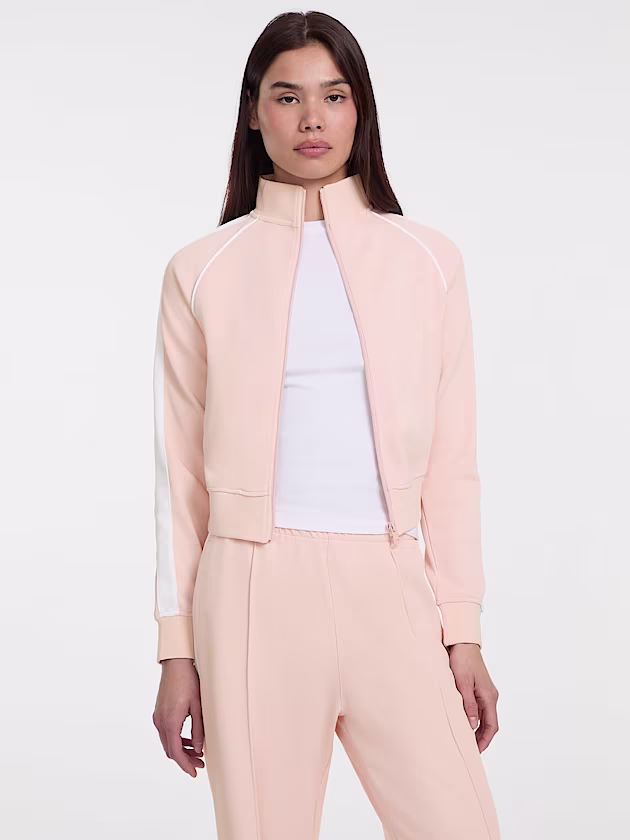 Full zip sweatshirt with contrasting bands - GUESS