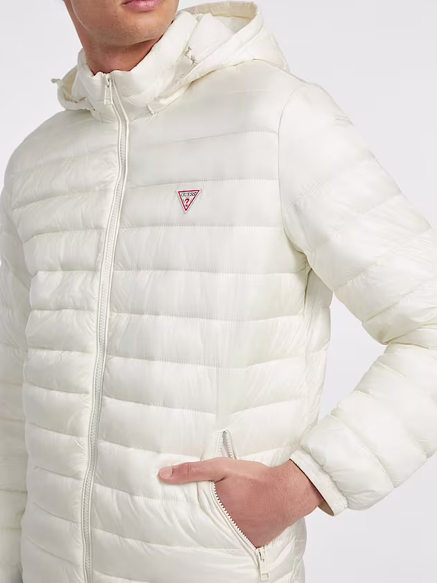Nylon Hooded Puffer Jacket - GUESS