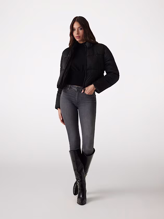 Rhinestone puffer jacket - GUESS