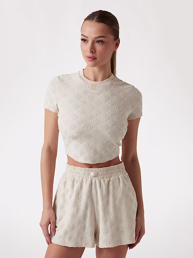 Peony and 4G logo crop top - GUESS