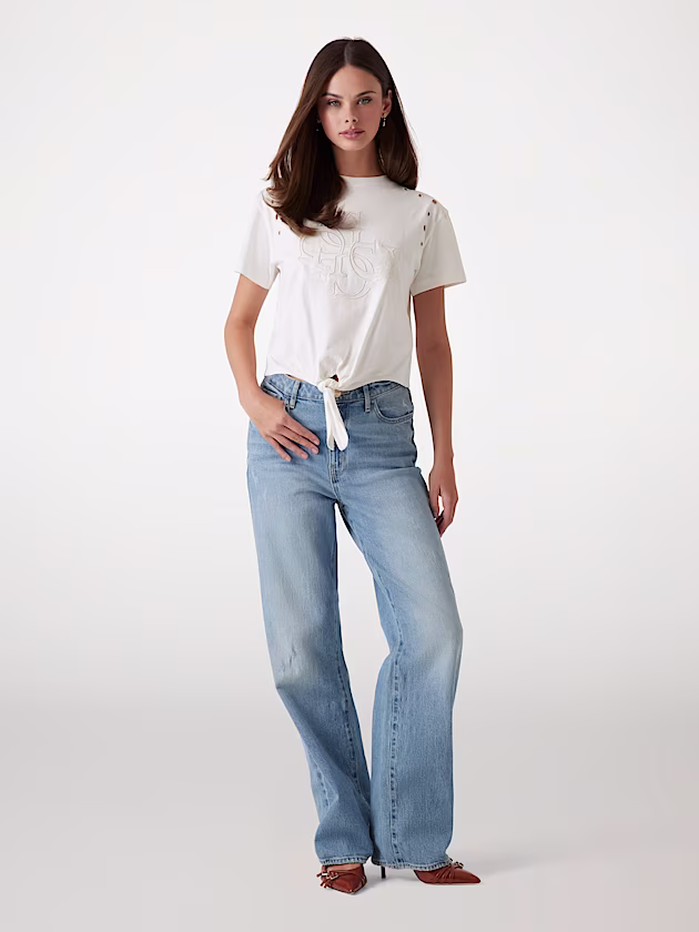 Cropped boxy logo T-shirt - GUESS